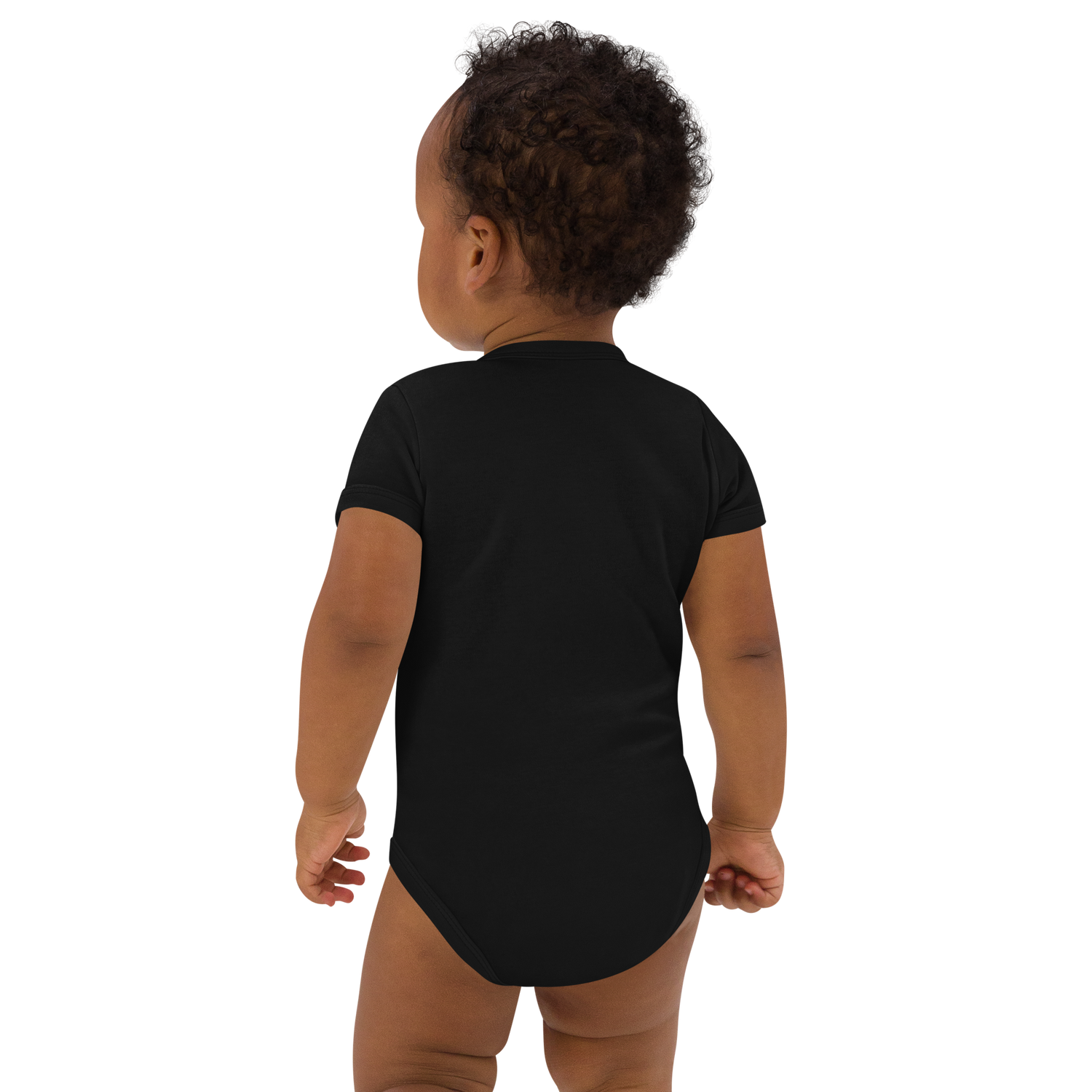 Live With Purpose Organic Cotton Baby Bodysuit - True Principles in Black: Soft, Stretchy, and Sustainable Infant Fashion.